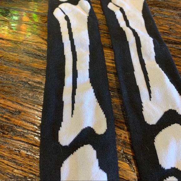 Skeleton Socks Bones Tibia Fibia Black Halloween Costume Cosplay - Picture 3 of 8